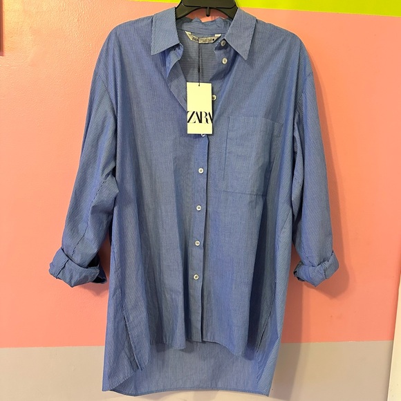 Zara Striped Women’s Menswear Style Poplin Shirt Small - Picture 9 of 16